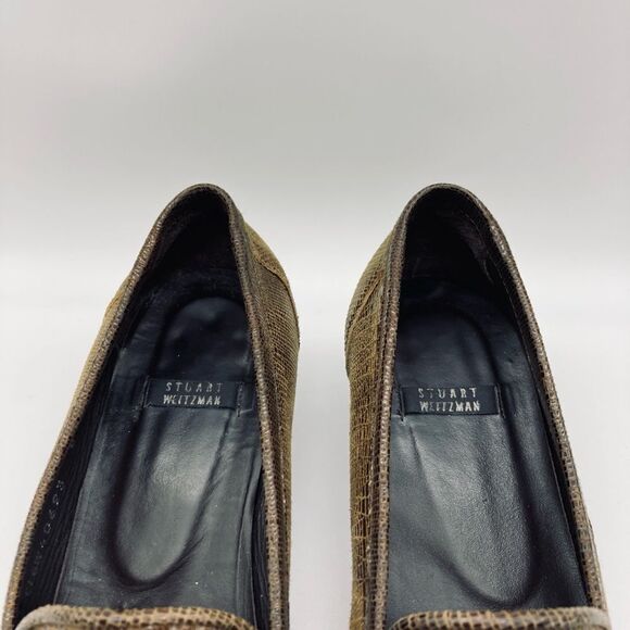 Stuart Weitzman Tassel Croc Embossed Leather Loafers 8B Spain - Picture 7 of 10
